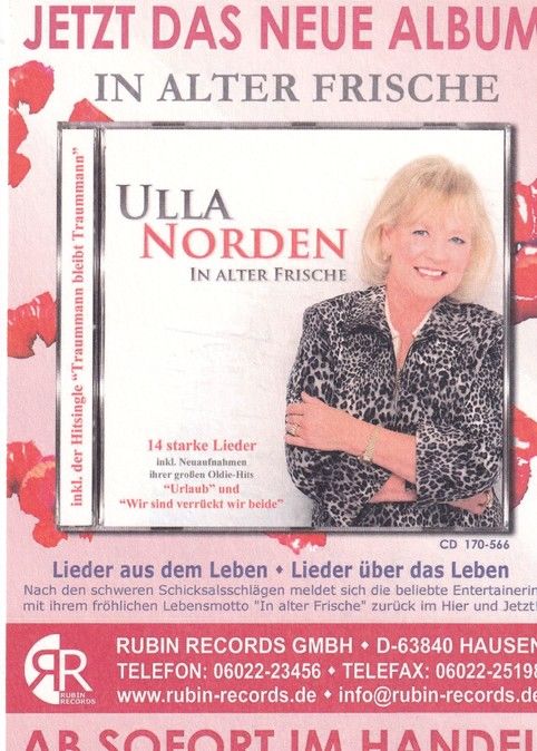 Autogramm Schlager | Ulla NORDEN | 2009 "In Alter Frische" (Rubin)