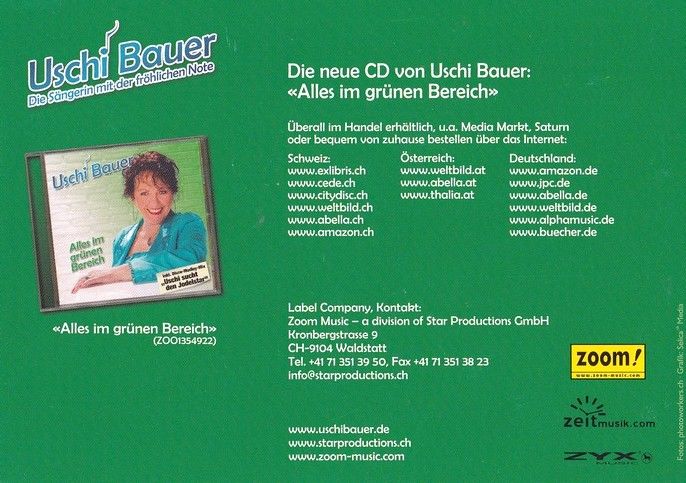 Autogramm Volksmusik | Uschi BAUER | 2012 "Alles Im Grünen Bereich" (Zoom)