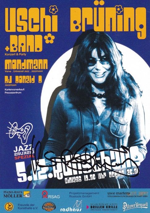 Autogramm Jazz | Uschi BRÜNING | 1990er (Konzert SW) Kunsthalle