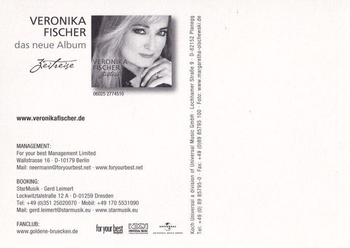 Autogramm Schlager | Veronika FISCHER | 2011 "Zeitreise" (Koch)