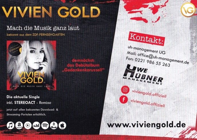 Autogramm Schlager | Vivien GOLD | 2021 "Mach Die Musik Ganz Laut"