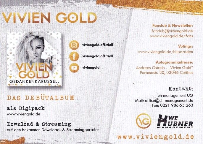 Autogramm Schlager | Vivien GOLD | 2021 "Gedankenkarussell"