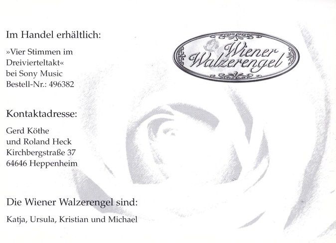 Autogramme Klassik | WIENER WALZERENGEL | 2000 "Vier Stimmen Im 3/4 Takt" (Sony)