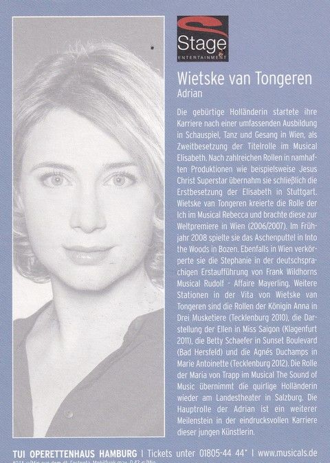 Autogramm Musical | Wietske VAN TONGEREN | 2010er (Portrait Color) Rocky