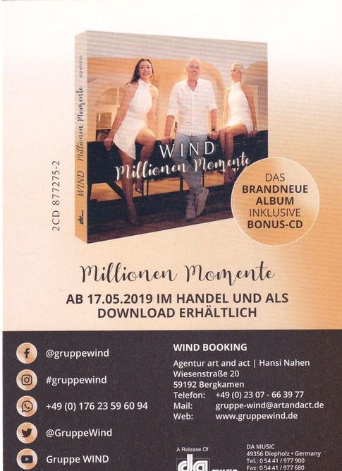 Autogramme Schlager | WIND | 2019 "Millionen Momente" (DA Music)