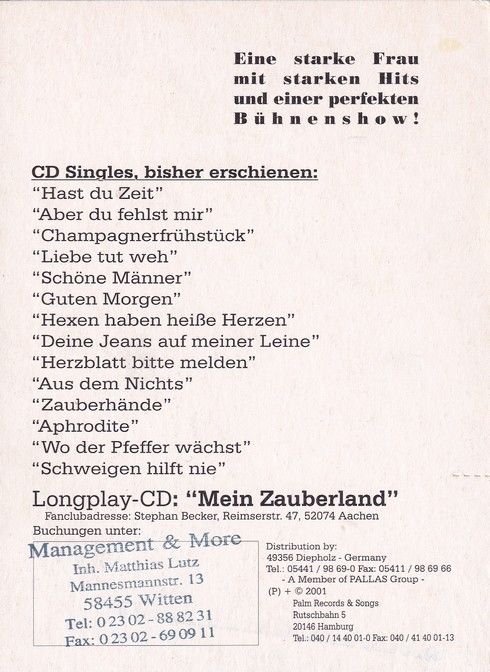 Autogramm Schlager | Xandra HAG | 2001 "Mein Zauberland" (Palm)