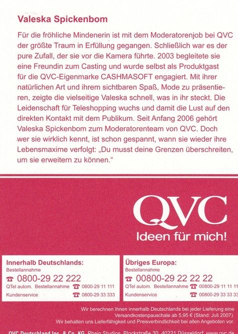 Autogramm TV | QVC | Valeska SPICKENBOM | 2010er (Portrait Color) 