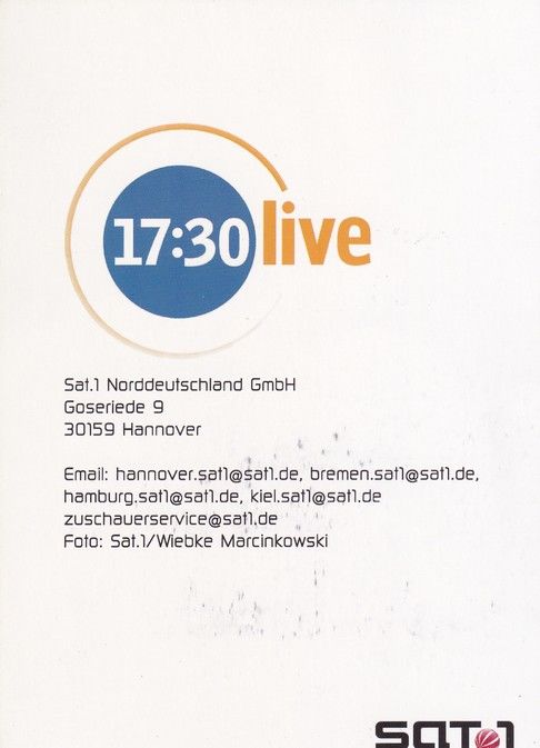 Autogramm TV | SAT1 | Wiebke LEDEBRINK | 2010er "17:30 Live" (Marcinkowski)