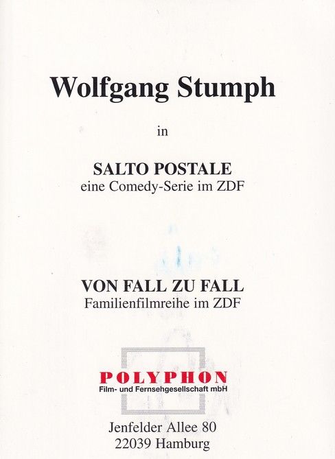 Autogramm TV | ZDF | Wolfgang STUMPH | 1990er "Salto Postale" (Polyphon)