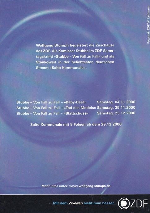 Autogramm TV | ZDF | Wolfgang STUMPH | 2000 "STUBBE" (Portrait Color) Lehmann