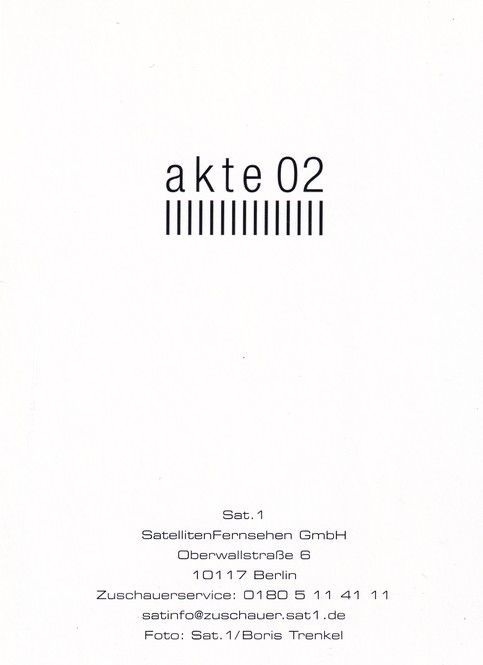 Autogramm TV | SAT1 | Ulrich MEYER | 2002 "akte02" (Trenkel)