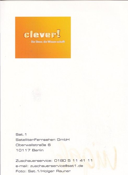Autogramm TV | SAT1 | Wigald BONING | 2000er "Clever!" (Rauner)