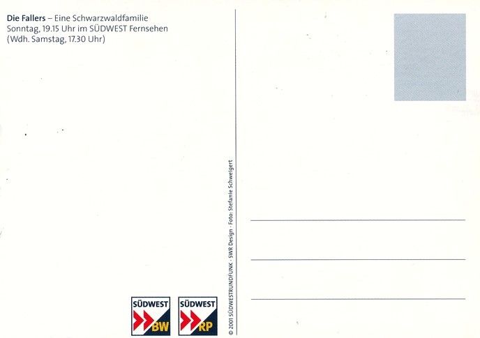 Autogramm TV | SWR | Wolfgang HEPP | 2001 "Die Fallers" (Schweigert)