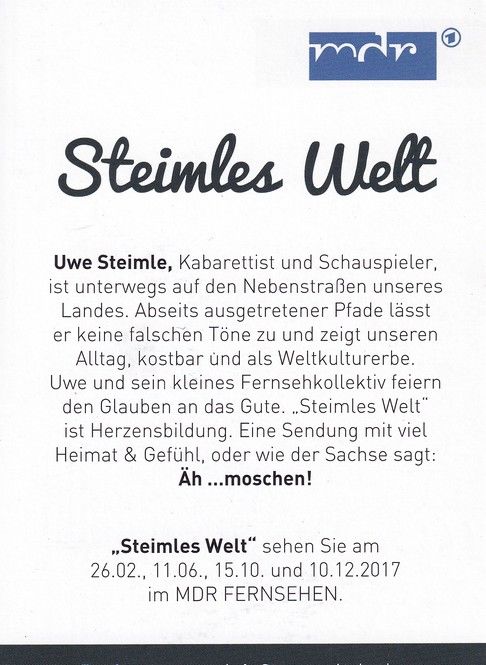 Autogramm Kabarett | Uwe STEIMLE | 2017 "Steimles Welt" (MDR)