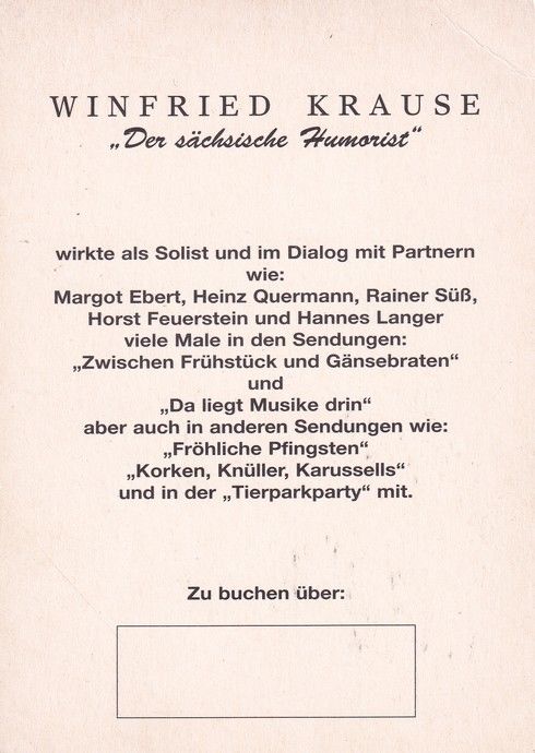 Autogramm Kabarett | Winfried KRAUSE | 1990er (Portrait Color)