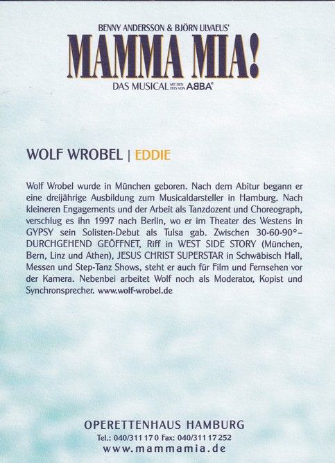 Autogramm Musical | Wolf WROBEL | 2000er "Mamma Mia"