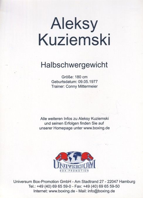 Autogramm Boxen | Aleksy KUZIEMSKI | 2000er (Portrait Color Universum)