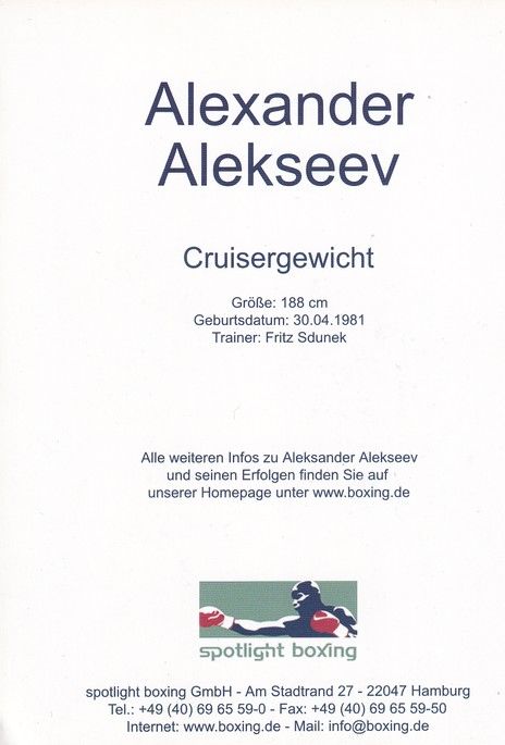 Autogramm Boxen | Alexander ALEKSEEV | 2000er (Portrait Color Spotlight)
