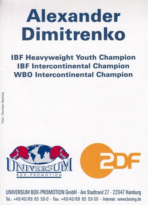 Autogramm Boxen | Alexander DIMITRENKO | 2000er (Portrait Color Universum ZDF) Baering