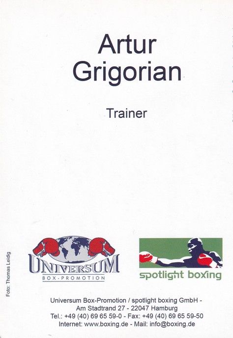 Autogramm Boxen | Artur GRIGORIAN | 2000er (Portrait Color Universum Spotlight) Leidig