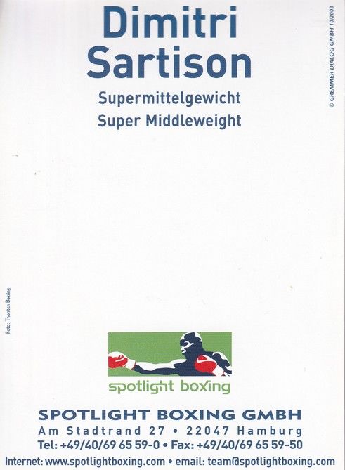Autogramm Boxen | Dimitri SARTISON | 2003 (Portrait Color Spotlight) Baering