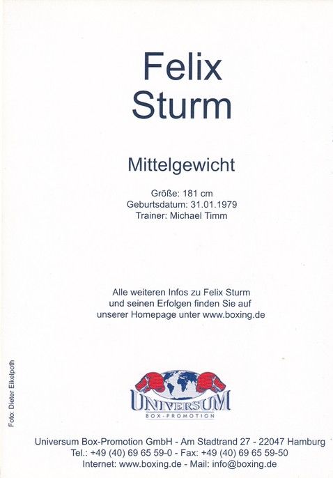 Autogramm Boxen | Felix STURM | 2000er (Portrait Color Universum) Eikelpoth