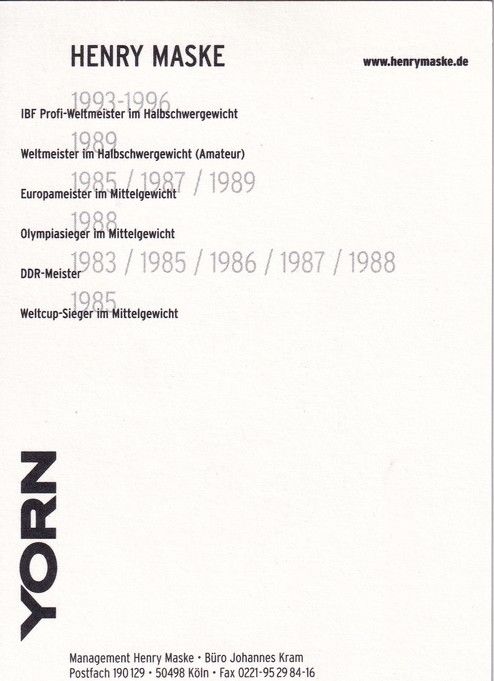 Autogramm Boxen | Henry MASKE | 1990er (Portrait SW YORN) OS-Gold
