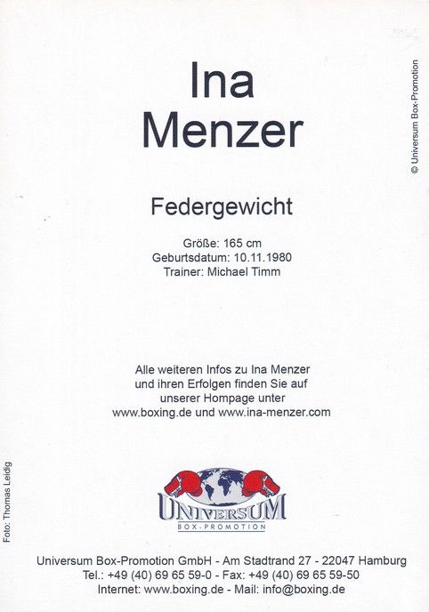 Autogramm Boxen | Ina MENZER | 2000er (Portrait Color Universum) Leidig