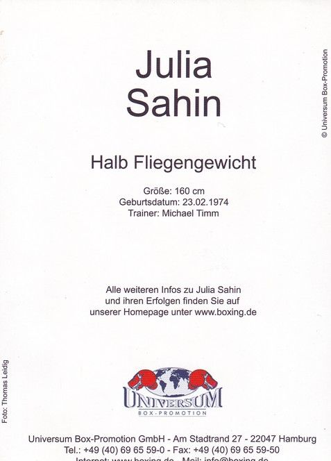 Autogramm Boxen | Julia SAHIN | 2000er (Portrait Color Universum) Leidig