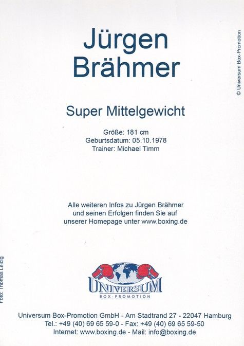 Autogramm Boxen | Jürgen BRÄHMER | 2000er (Portrait Color Universum) Leidig