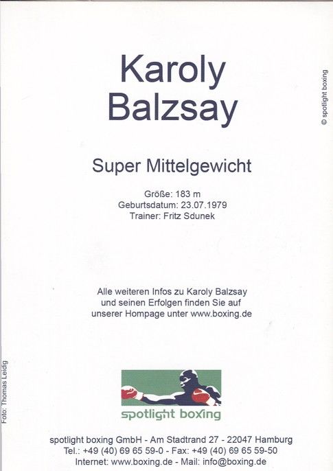 Autogramm Boxen | Karoly BALZSAY | 2000er (Portrait Color Spotlight) Leidig