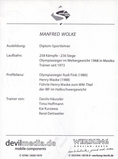 Autogramm Boxen | Manfred WOLKE | 1990er (Portrait SW Sauerland)