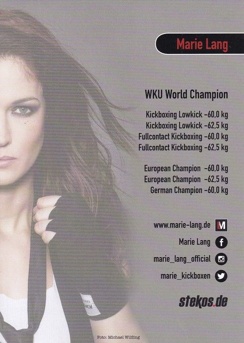 Autogramm Kickboxen | Marie LANG | 2010er (Portrait Color Stekos)