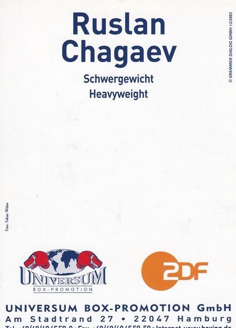 Autogramm Boxen | Ruslan CHAGAEV | 2000er (Portrait Color Universum ZDF) Weber