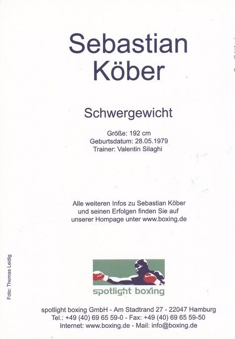 Autogramm Boxen | Sebastian KÖBER | 2000er (Portrait Color Spotlight) Leidig