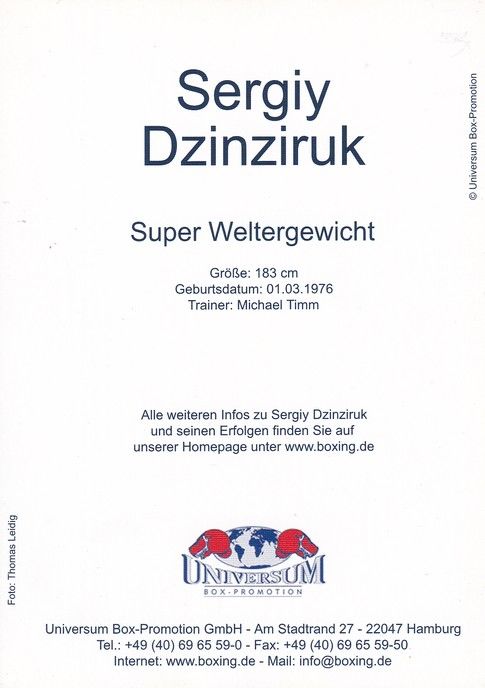 Autogramm Boxen | Sergiy DZINZIRUK | 2000er (Portrait Color Universum) Leidig 