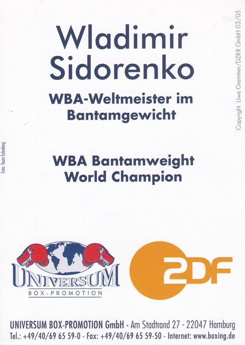 Autogramm Boxen | Wladimir SIDORENKO | 2005 (Portrait Color Universum ZDF) Eulenburg