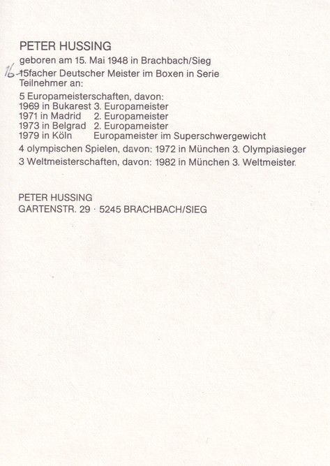 Autogramm Boxen | Peter HUSSING | 1980er (Portrait Color KKB) OS-Bronze