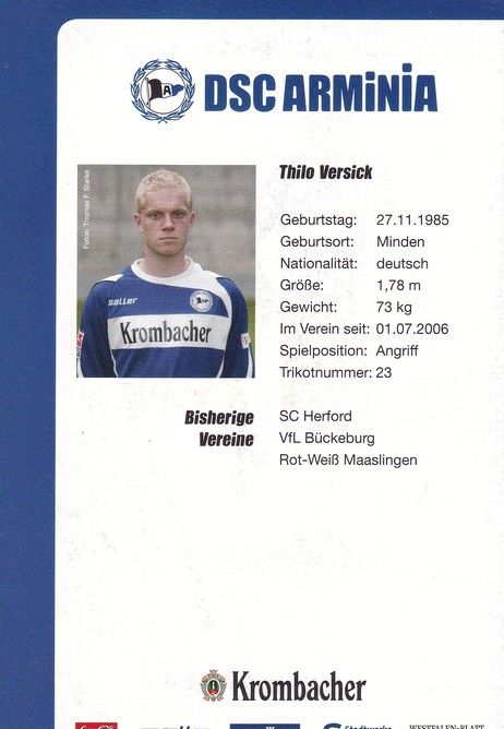 Autogramm Fussball | DSC Arminia Bielefeld | 2008 | Thilo VERSICK
