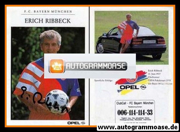 Autogramm Fussball | FC Bayern M&uuml;nchen | 1992 | Erich RIBBECK