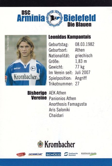 Autogramm Fussball | DSC Arminia Bielefeld | 2007 | Leonidas KAMPANTAIS