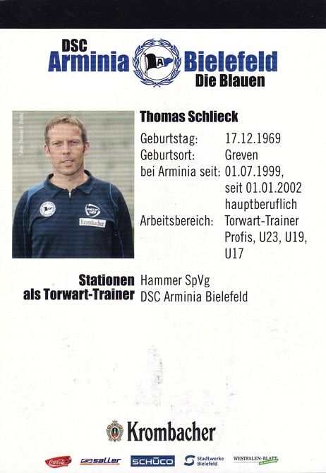 Autogramm Fussball | DSC Arminia Bielefeld | 2007 | Thomas SCHLIECK
