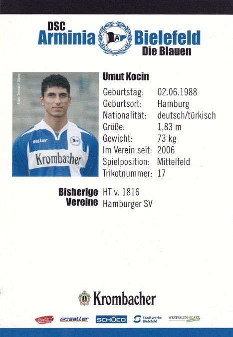 Autogramm Fussball | DSC Arminia Bielefeld | 2007 | Umut KOCIN