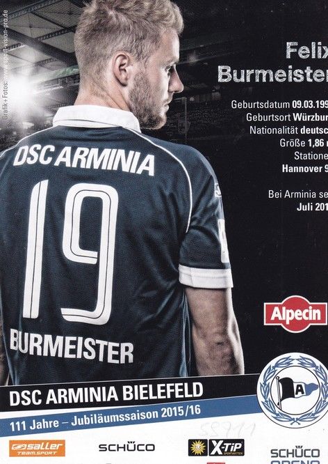 Autogramm Fussball | DSC Arminia Bielefeld | 2015 | Felix BURMEISTER