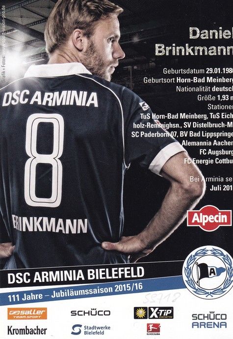 Autogramm Fussball | DSC Arminia Bielefeld | 2015 | Daniel BRINKMANN