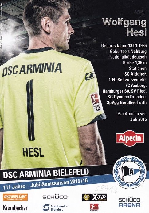 Autogramm Fussball | DSC Arminia Bielefeld | 2015 | Wolfgang HESL