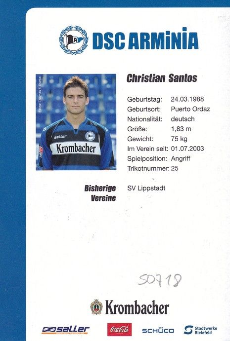Autogramm Fussball | DSC Arminia Bielefeld | 2009 | Christian SANTOS