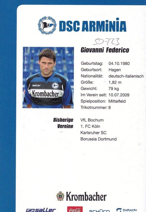 Autogramm Fussball | DSC Arminia Bielefeld | 2009 | Giovanni FEDERICO