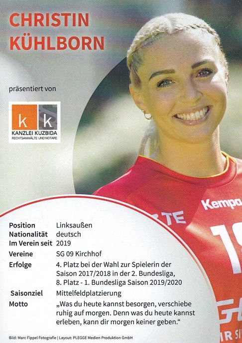 Autogramm Handball (D) | HSG Bensheim/Auerbach | 2021 | Christin KÜHLBORN