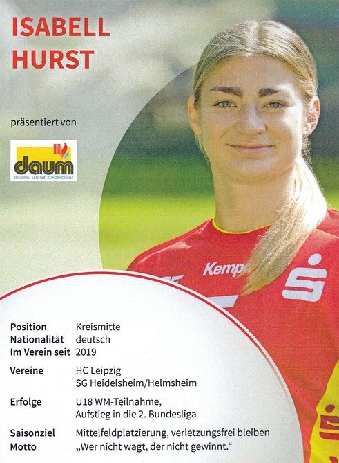 Autogramm Handball (D) | HSG Bensheim/Auerbach | 2021 | Isabell HURST